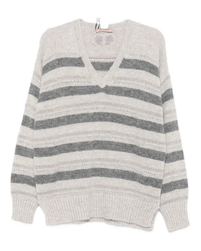 Twin-Set Rundhalspullover - Grau Grau