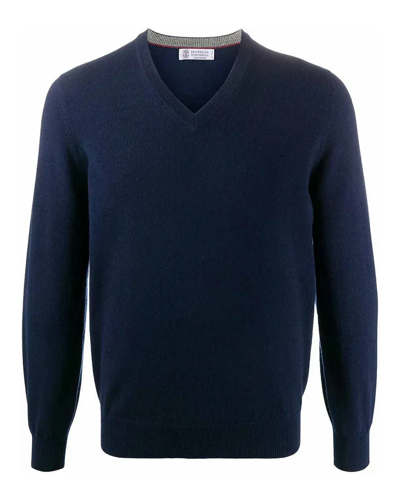 Brunello Cucinelli V-Pullover - Blau Blau