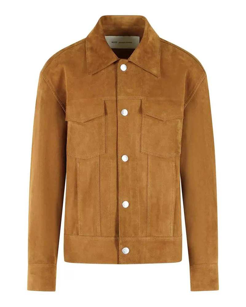 AMI Paris Lederjacke - Braun Braun