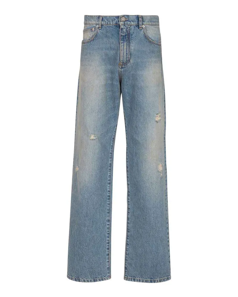 Balmain Straight Leg Jeans - Blau Blau