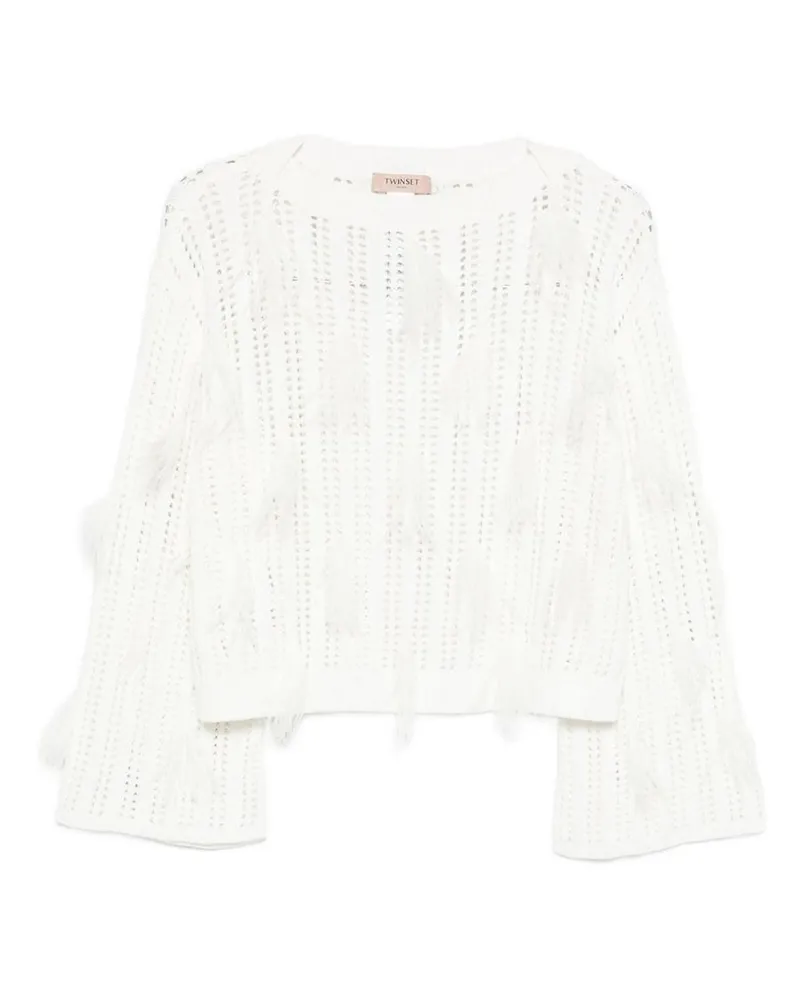 Twin-Set Rundhalspullover - Weiß Weiß