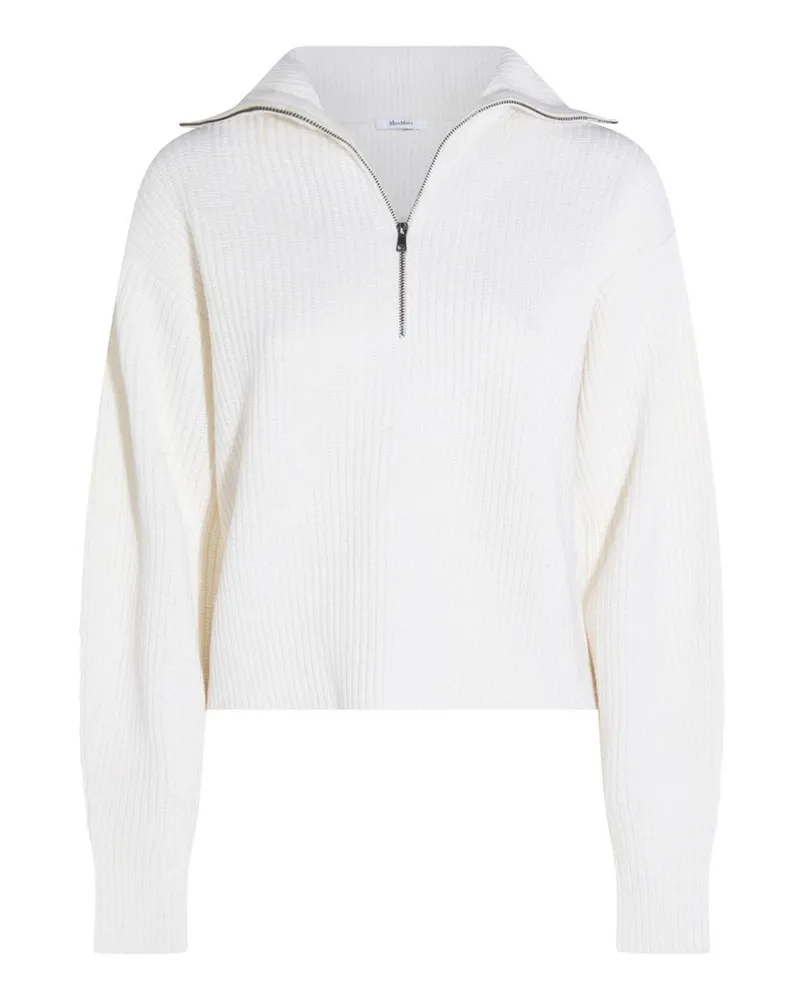 Max Mara Rundhalspullover - Weiß Weiß