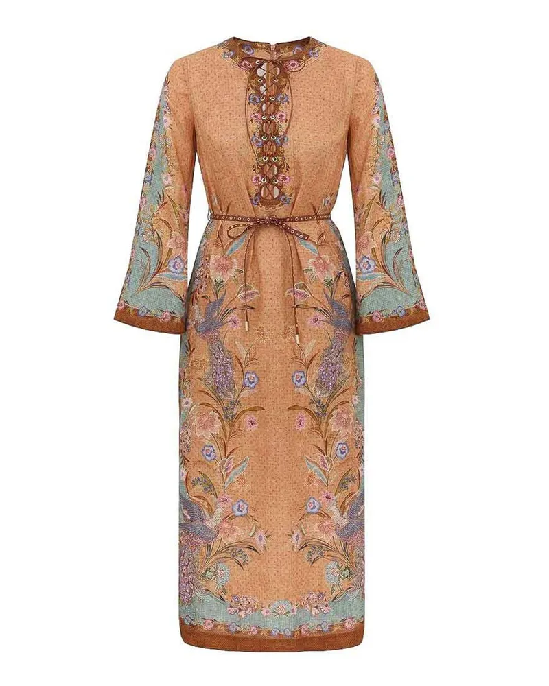 Zimmermann Knielanges Kleid - Braun Braun