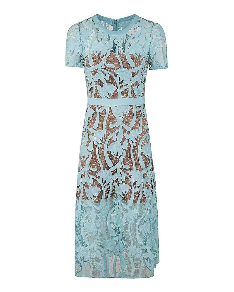 Self-Portrait Knielanges Kleid - Blau Blau