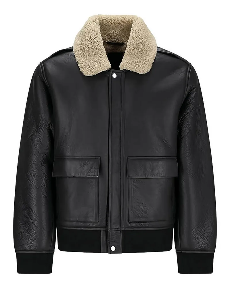 Calvin Klein Ledermantel - Schwarz Schwarz
