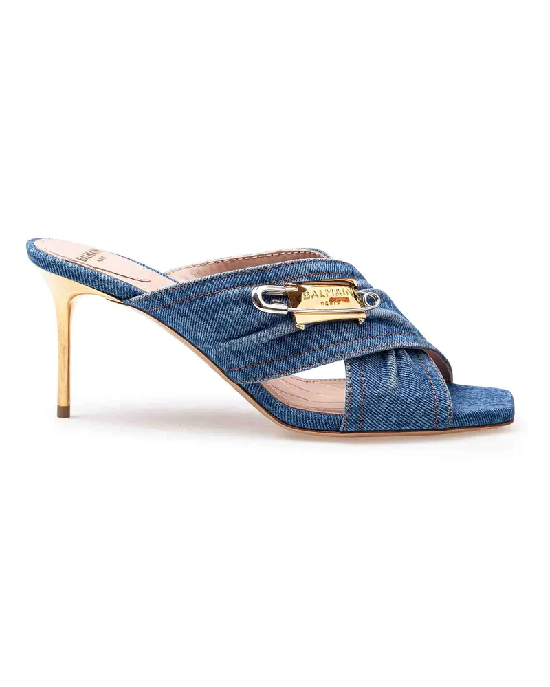 Balmain Mules - Dunkles Jeansblau Dunkles