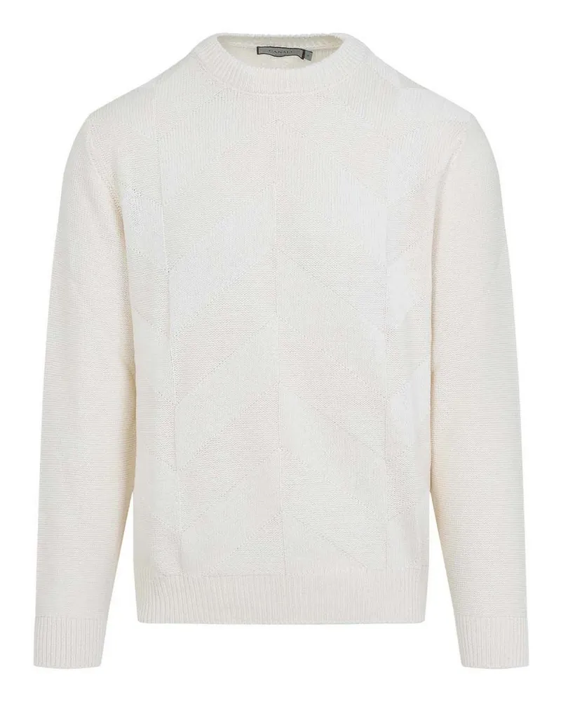 Canali Rundhalspullover - Weiß Weiß