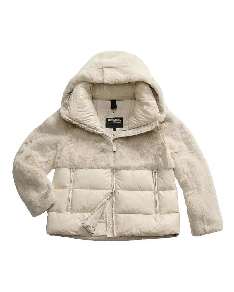 Blauer Daunenmantel - Grau Grau