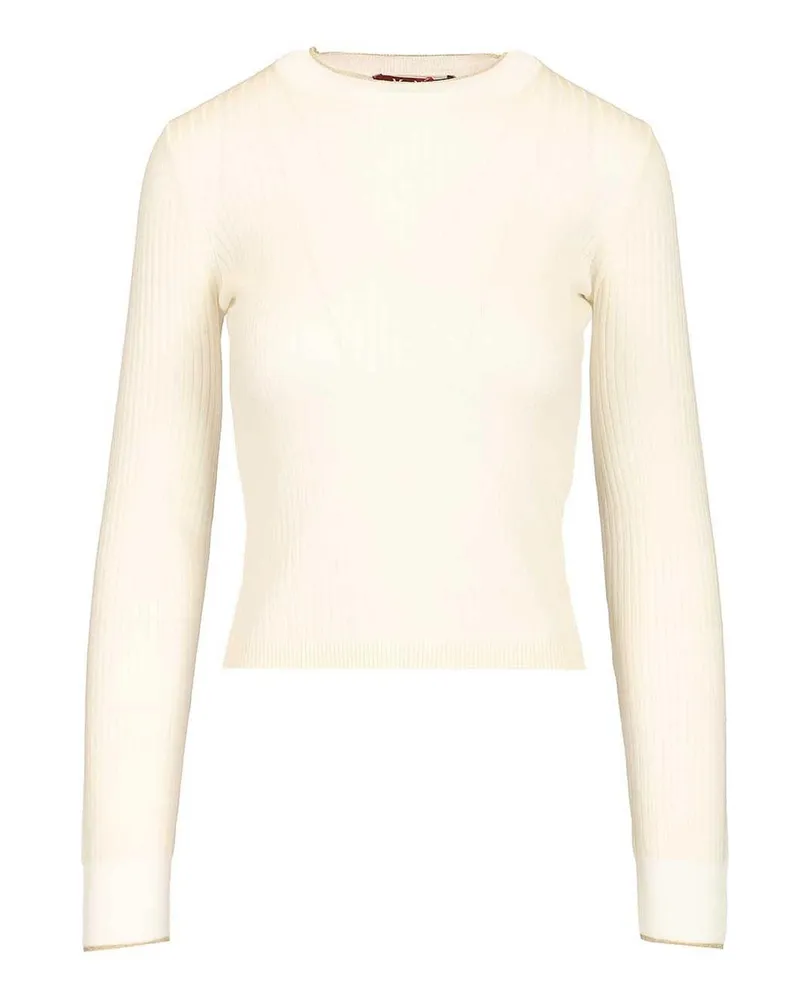 Max Mara Rundhalspullover - Weiß Weiß
