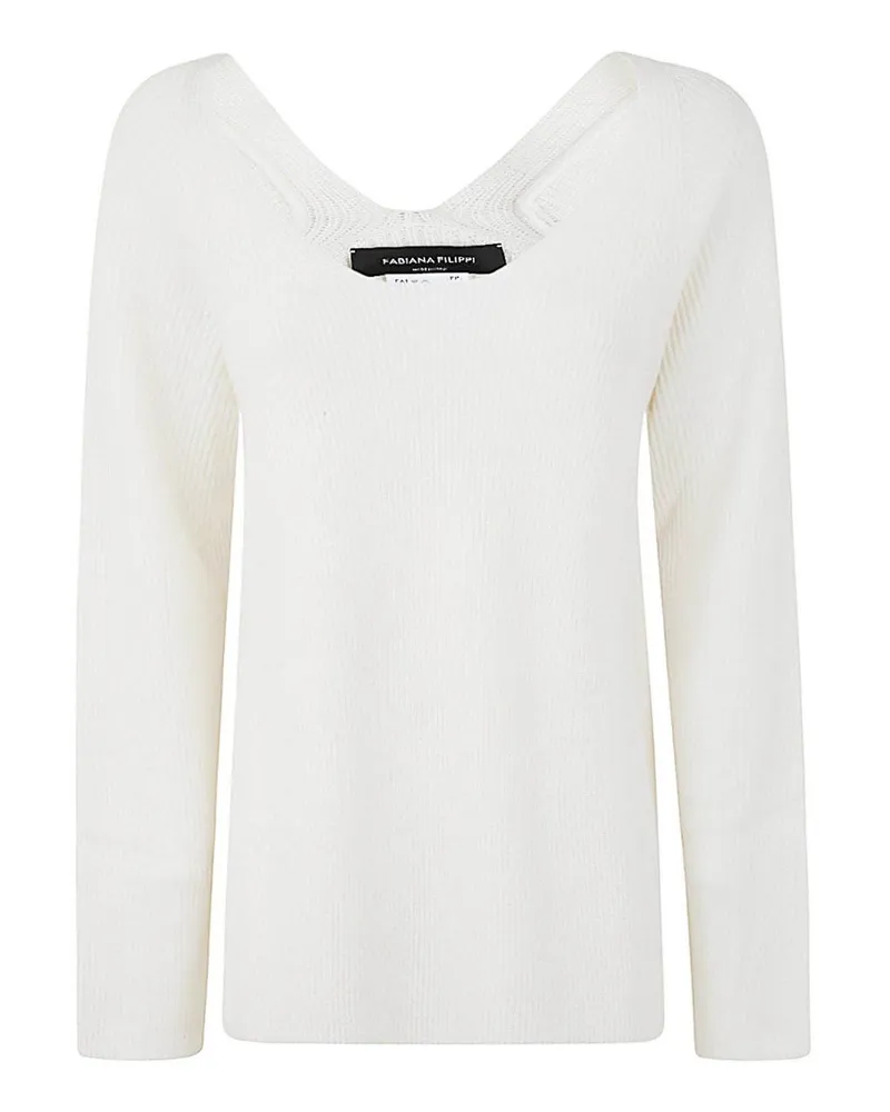 Fabiana Filippi V-Pullover - Weiß Weiß