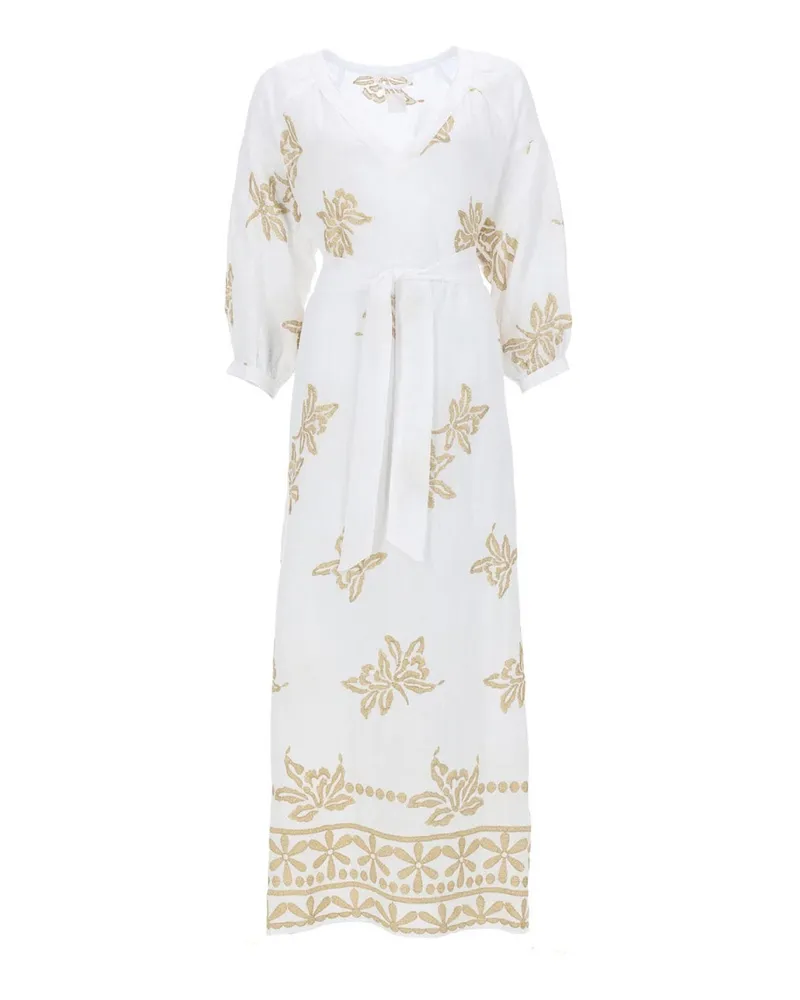 120% Lino Maxikleid - Weiß Weiß