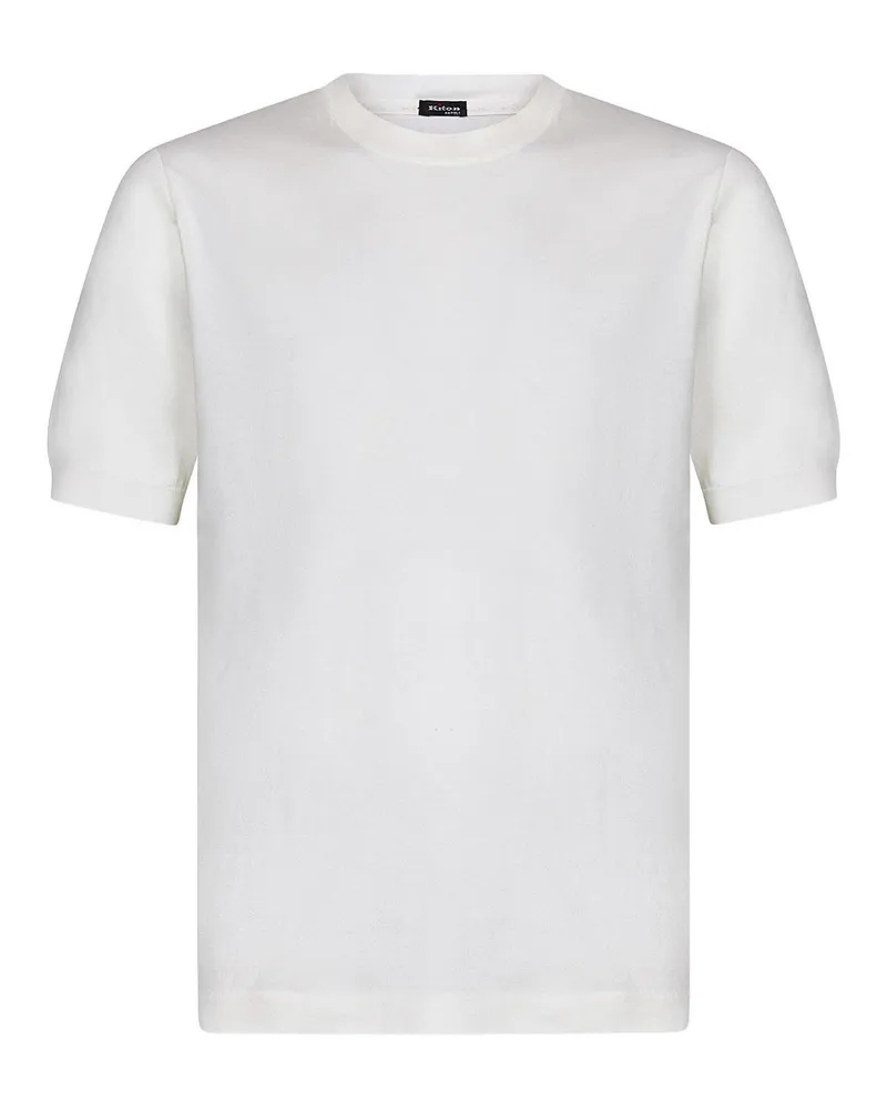 Kiton Rundhalspullover - Weiß Weiß