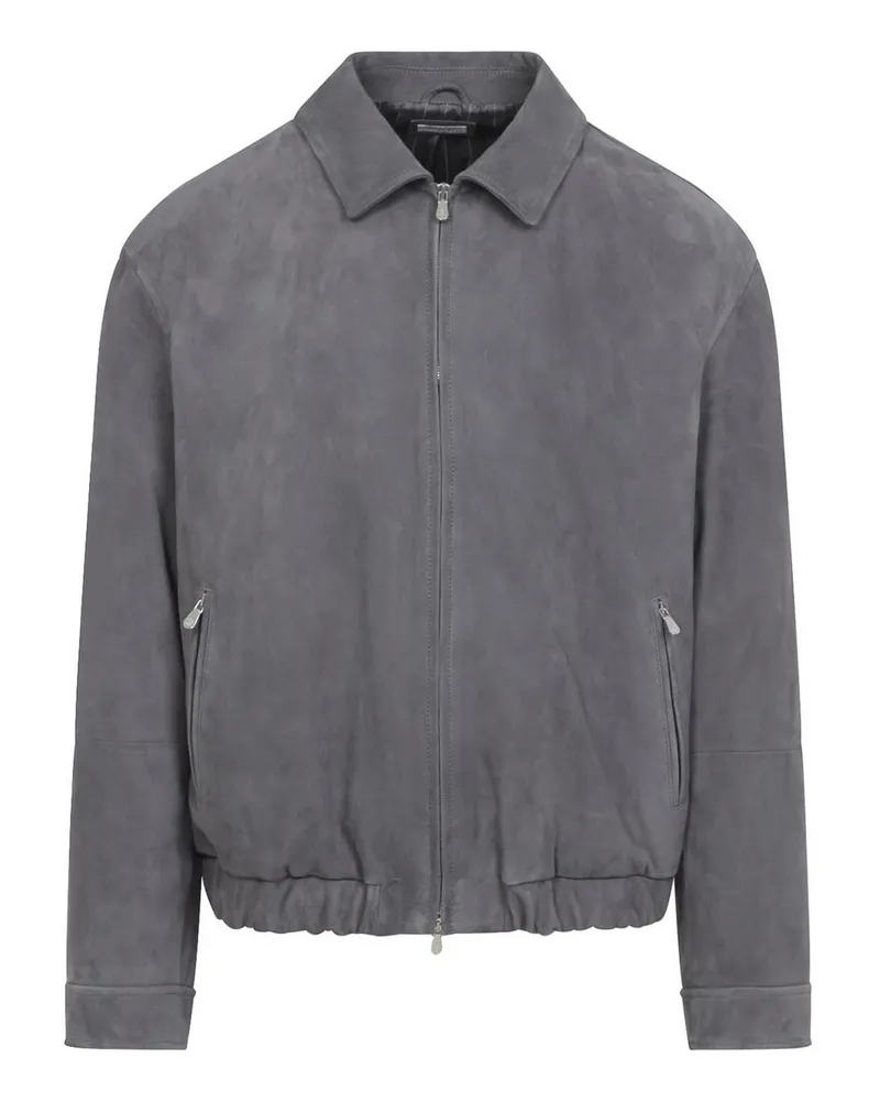 Brunello Cucinelli Lederjacke - Grau Grau