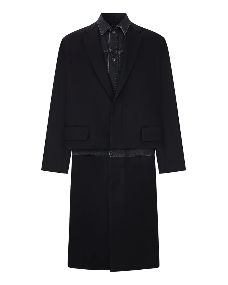 Sacai Knielanger Mantel - Schwarz Schwarz