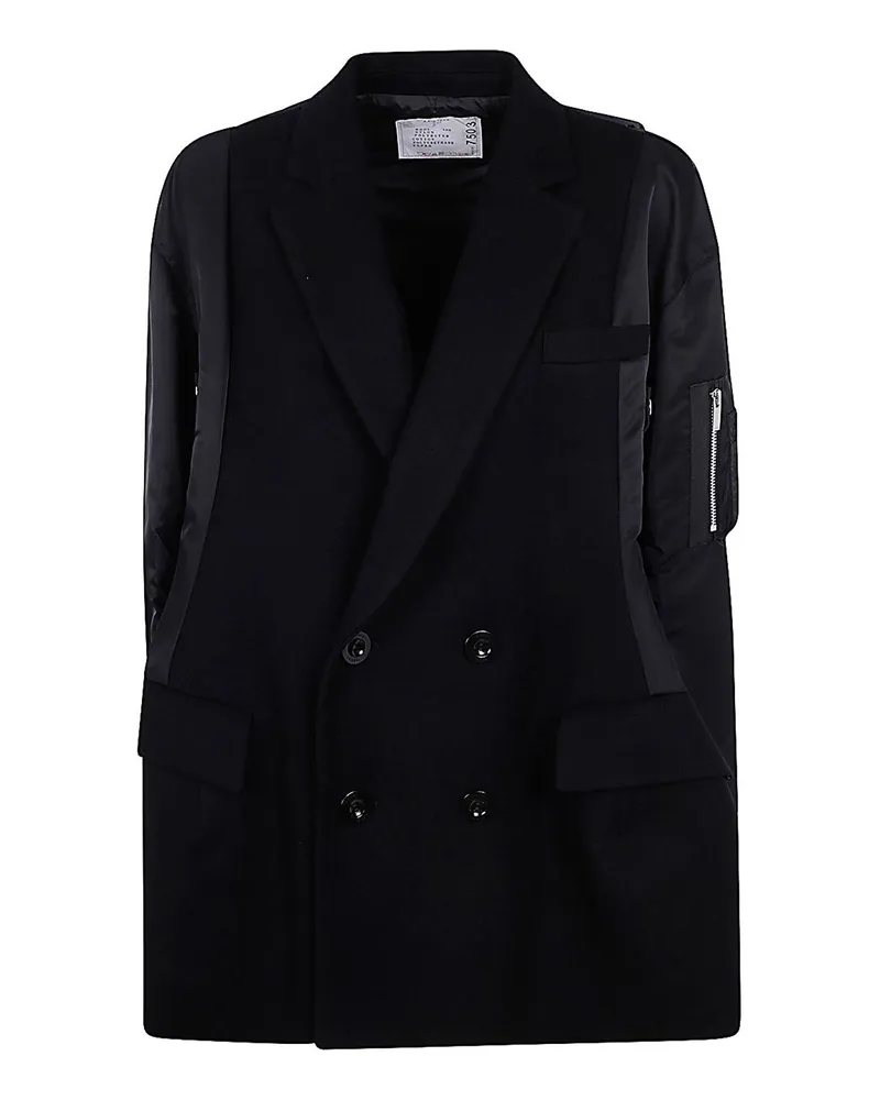 Sacai Kurzer Mantel - Schwarz Schwarz