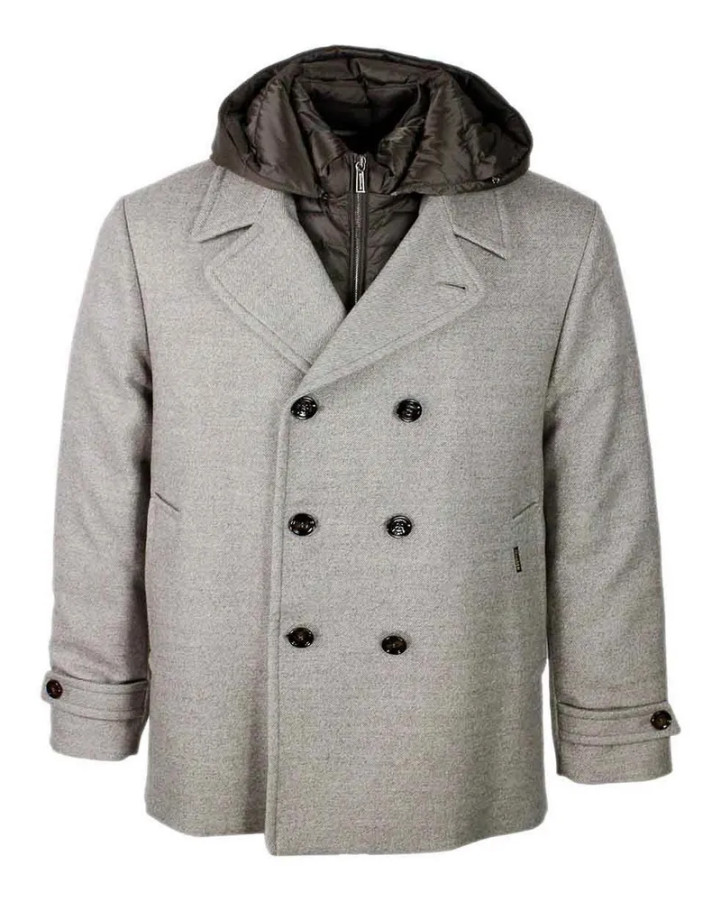 MOORER Knielanger Mantel - Weiß Weiß