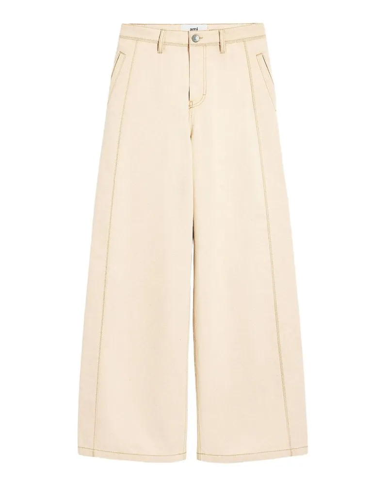 AMI Paris Straight Leg Jeans - Beige Beige