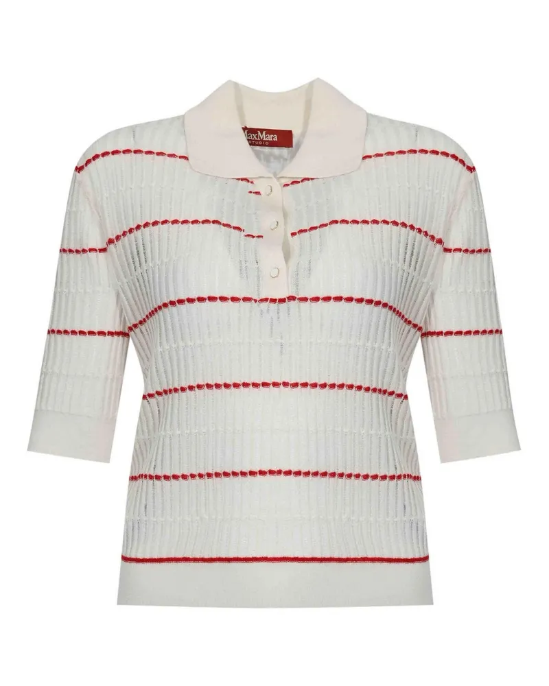 Max Mara Rundhalspullover - Weiß Weiß