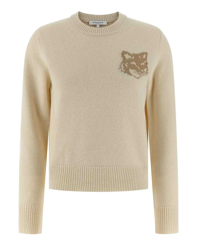 Kitsuné Rundhalspullover - Beige Beige