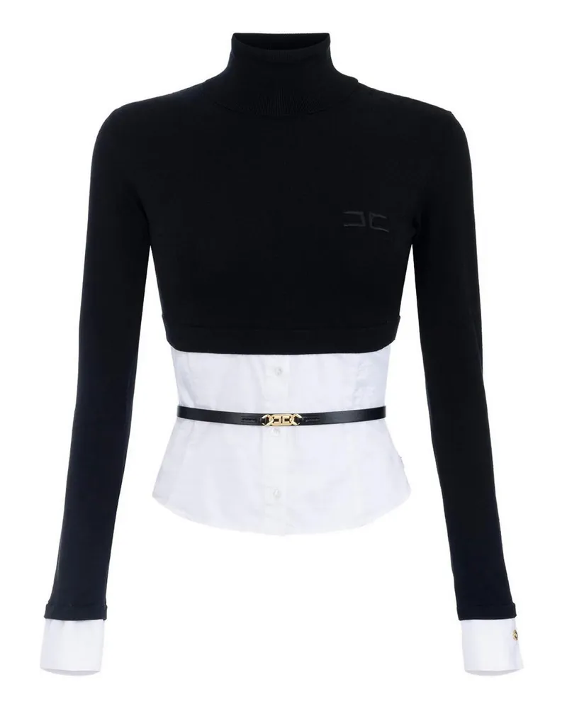 Elisabetta Franchi Rundhalspullover - Weiß Schwarz
