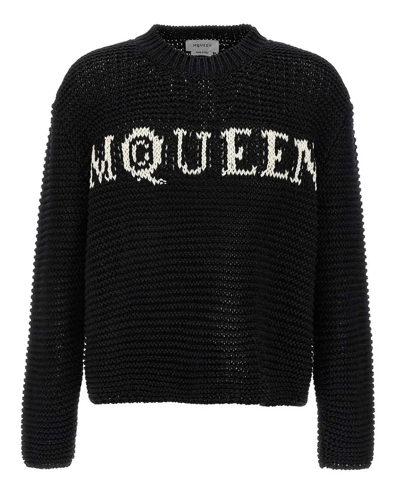 Alexander McQueen Rundhalspullover - Weiß Schwarz