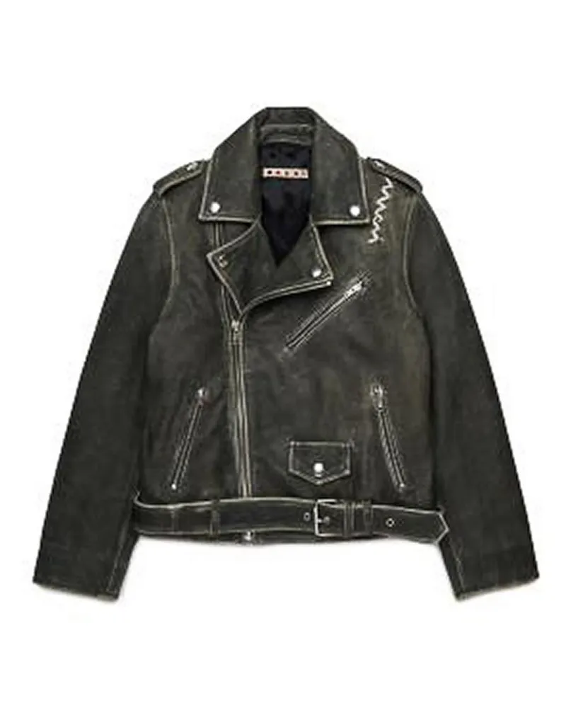 Marni Lederjacke - Grau Grau