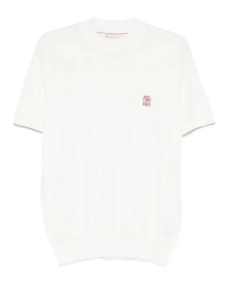 Brunello Cucinelli Rollkragenpullover - Braun Weiß