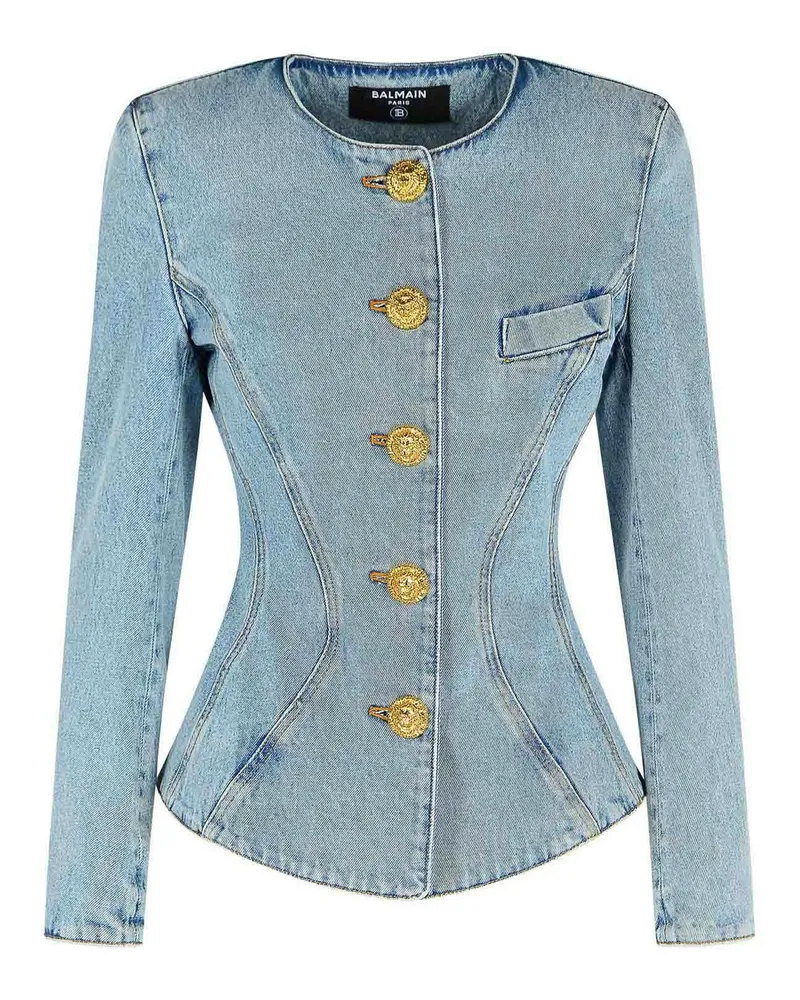 Balmain Rundhalspullover - Hellblau Hellblau