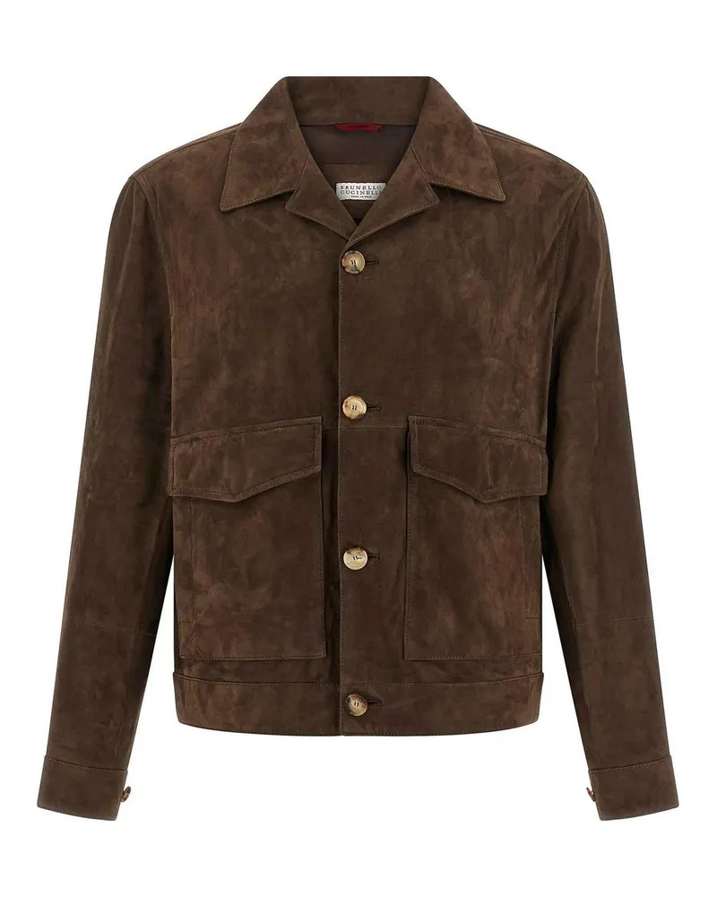 Brunello Cucinelli Lederjacke - Braun Braun