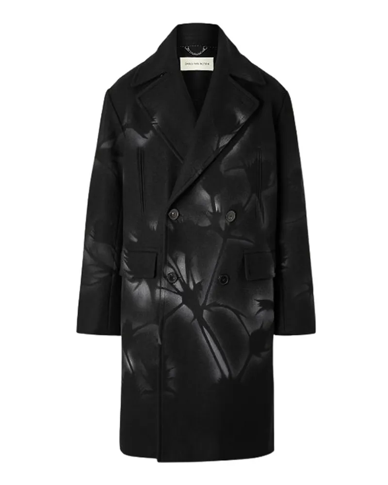 Dries van Noten Langer Mantel - Schwarz Schwarz