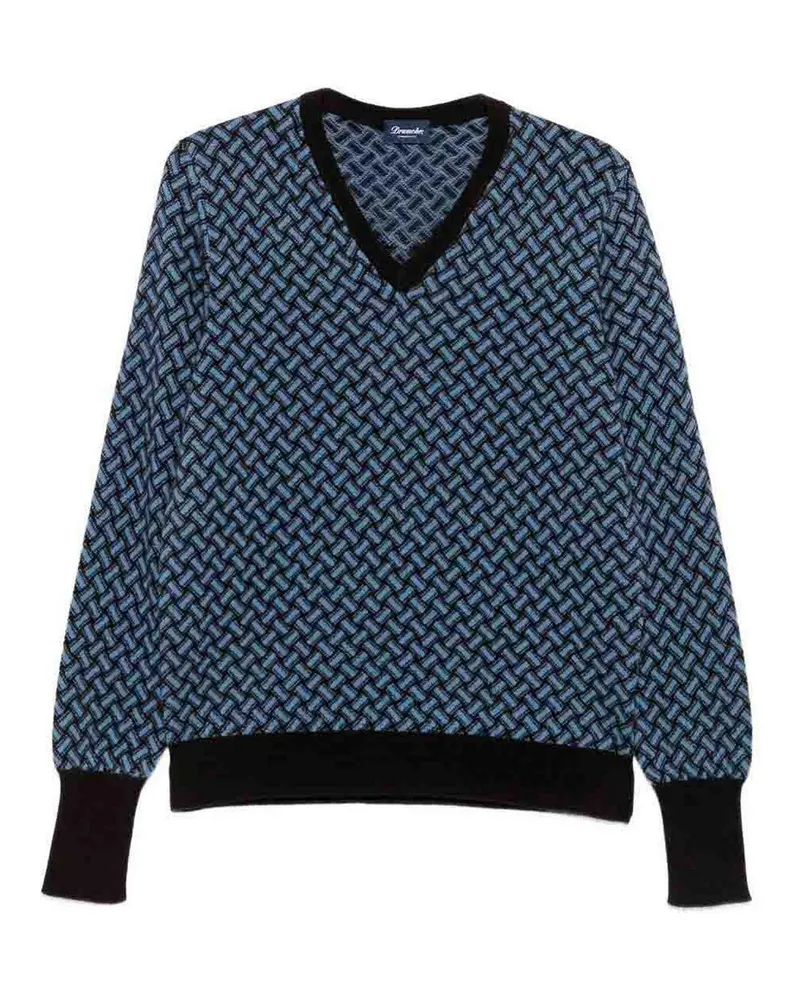 Drumohr  V-Pullover - Blau Blau