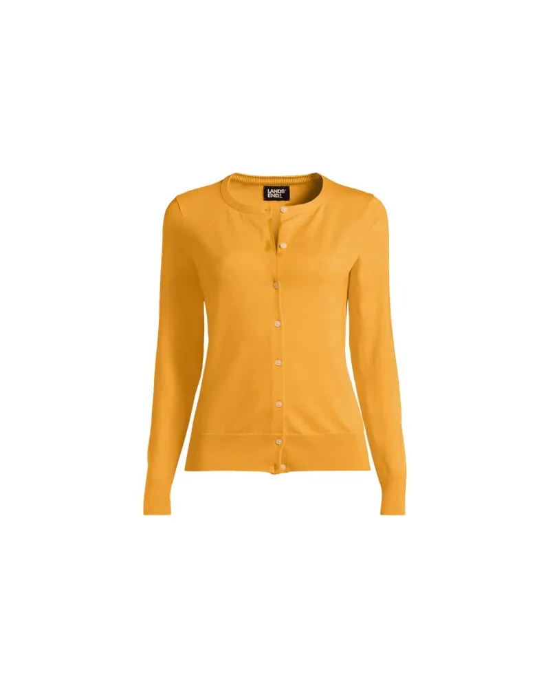 Lands' End Supima Feinstrick-Cardigan, Damen, Größe:40-42 petite, Orange, Baumwoll-Mischung, by Orange