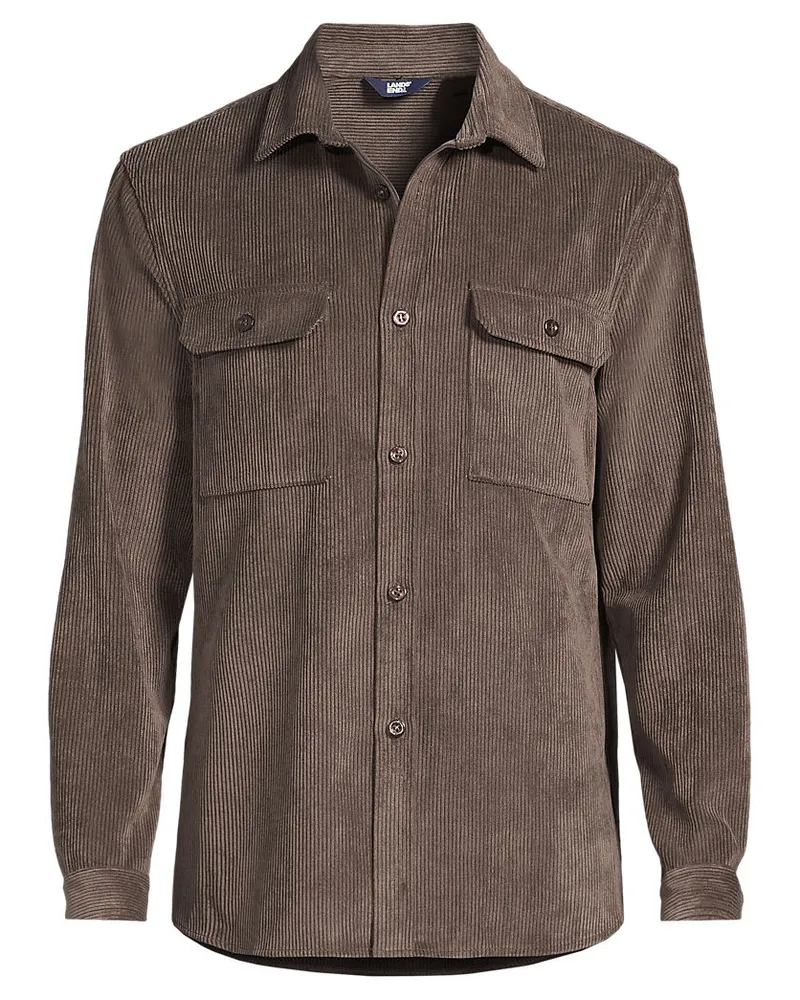 Lands' End Cord-Hemd, Herren, Größe regular, Braun, by Braun