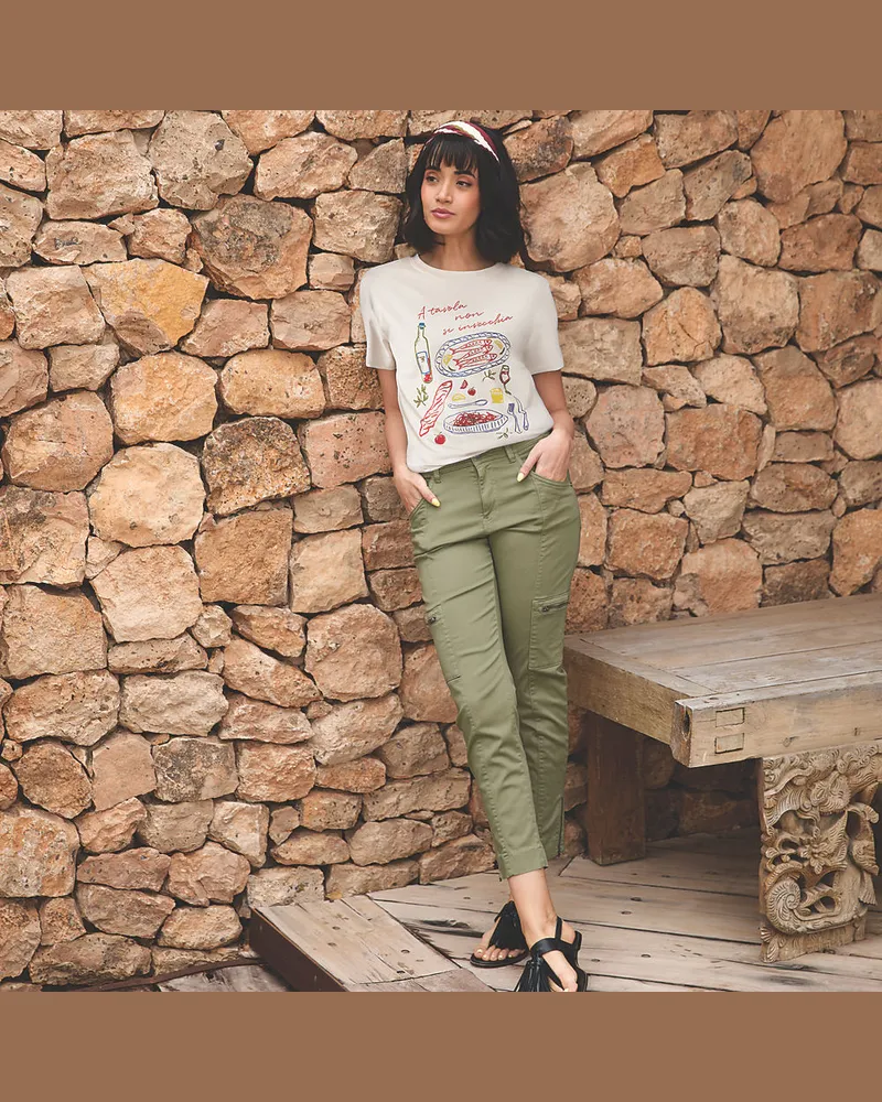Lands' End 7/8-Cargohose aus Lyocell-Mischung Mid Waist, Damen, Größe regular, Grün, Baumwolle/Baumwoll-Mischung, by Grün