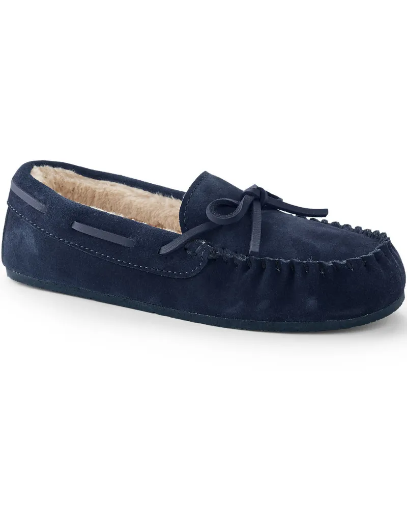 Lands' End Veloursleder-Mokassins, Damen, Größe regular, Blau, Leder/Rauleder, by Blau