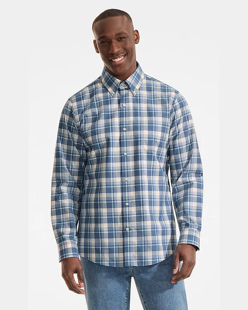 Lands' End CLASSIC FIT. Bügelfreies Twillhemd, Herren, Größe regular, Blau, Baumwolle, by Blau