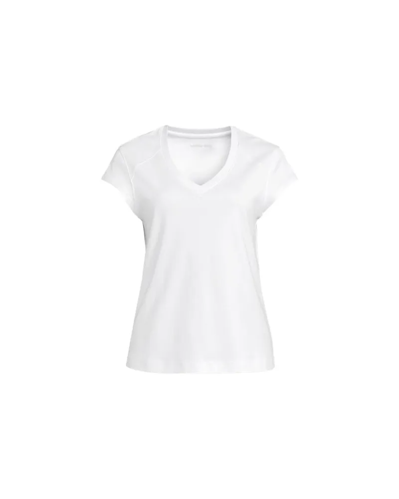 Lands' End Supima-Shirt mit V-Ausschnitt und Kappärmeln, Damen, Größe plus, Weiß, by Weiß