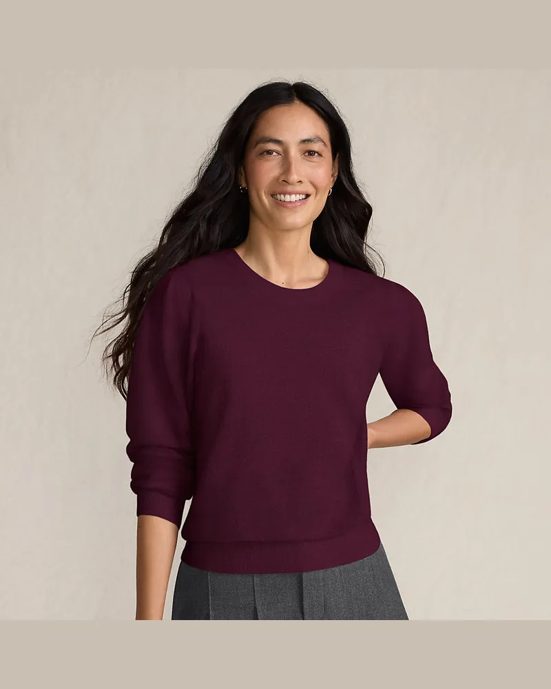 Lands' End Kaschmirpullover mit Puffärmeln, Damen, Größe regular, Pink, Kaschmir, by Pink