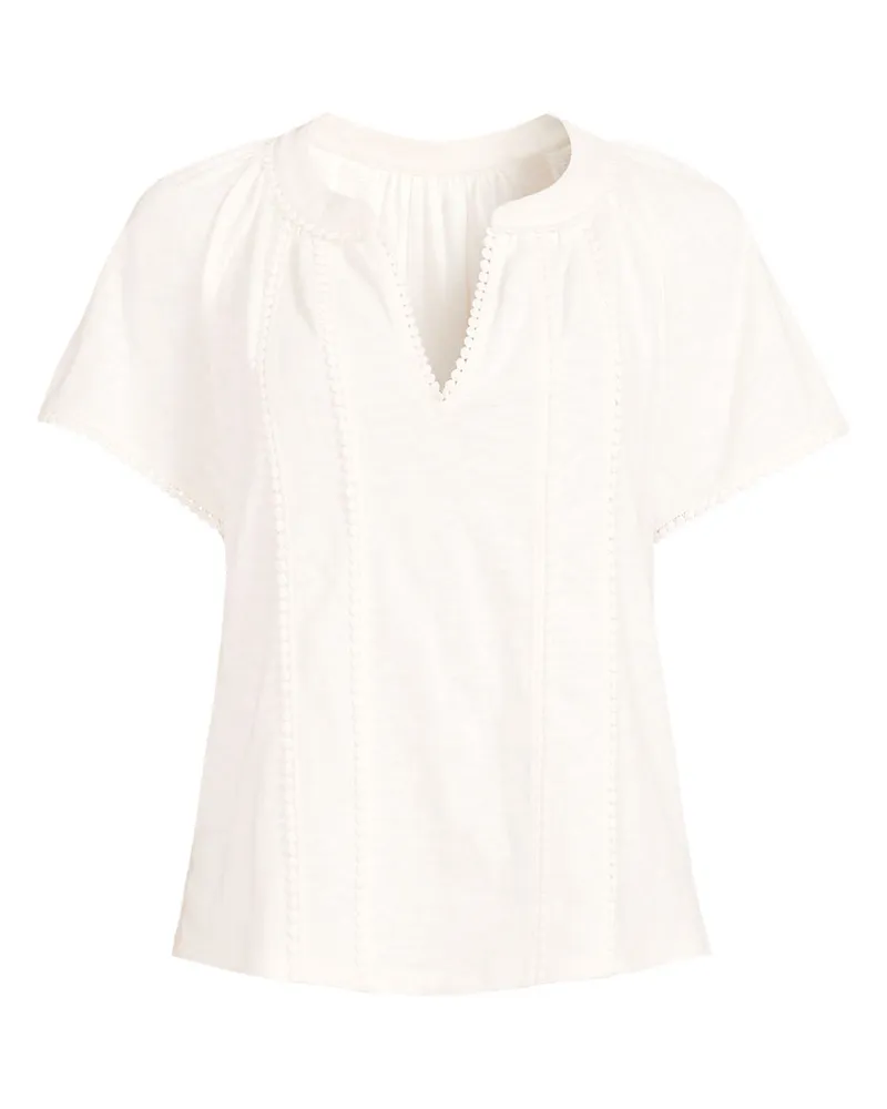 Lands' End Flammgarn-Shirt mit Tunika-Ausschnitt, Damen, Größe plus, Weiß, Baumwolle, by Weiß