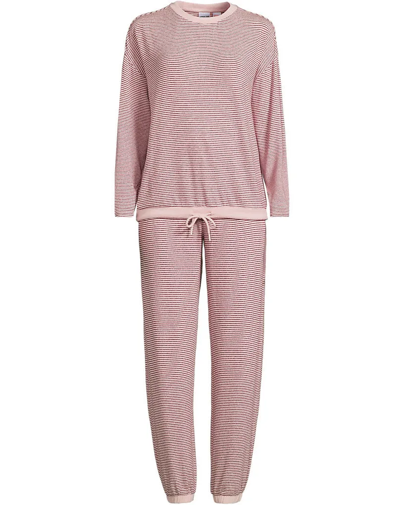 Lands' End Silky Knit Lounge-Set, Damen, Größe plus, Pink, Polyester/Viskose/Polyester-Mischung, by Pink