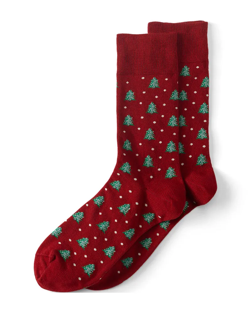 Lands' End Anzug-Socken, gemustert, Herren, Größe:null regular, Rot, Elasthan/Baumwoll-Mischung/Polyester-Mischung, by Rot