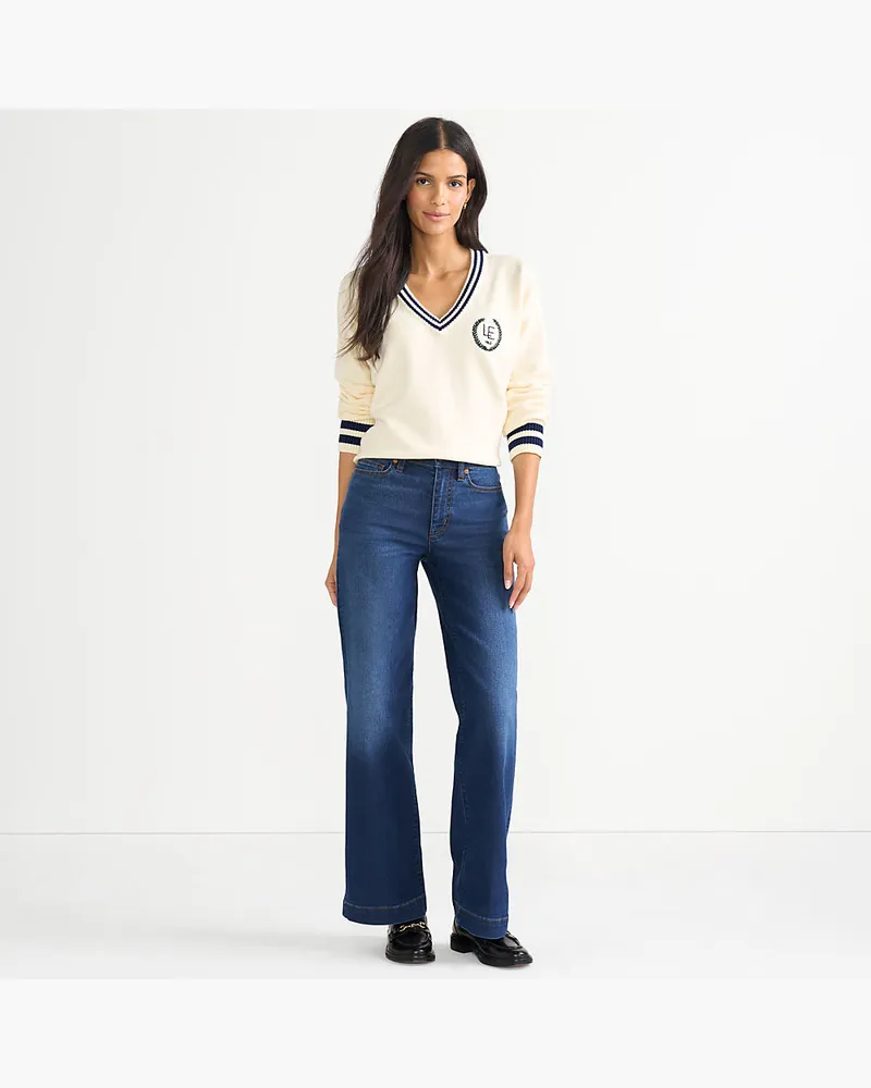Lands' End Recover Jeans High Waist mit weitem Bein, Damen, Größe plus, Blau, by Blau