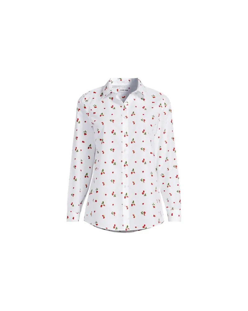 Lands' End Bügelfreie Baumwoll-Bluse, Damen, Größe plus, Weiß, Baumwolle, by Weiß
