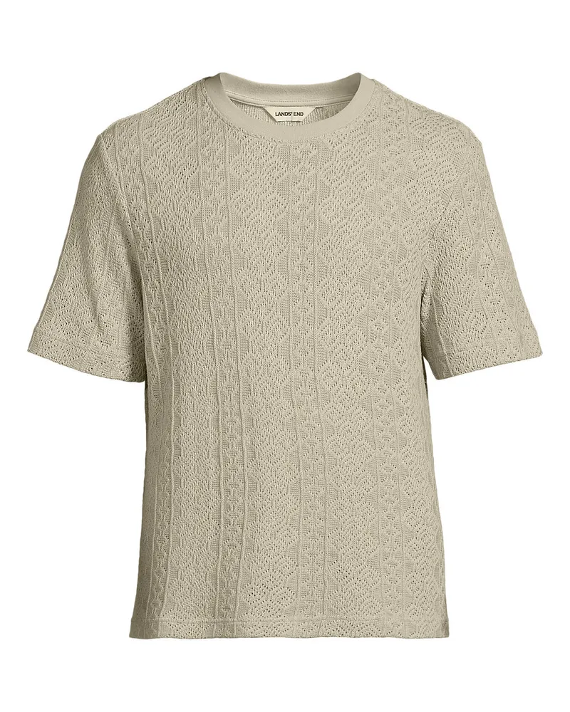 Lands' End T-Shirt aus Jersey mit Struktur, Herren, Größe regular, Grau, Baumwolle/Polyester, by Grau