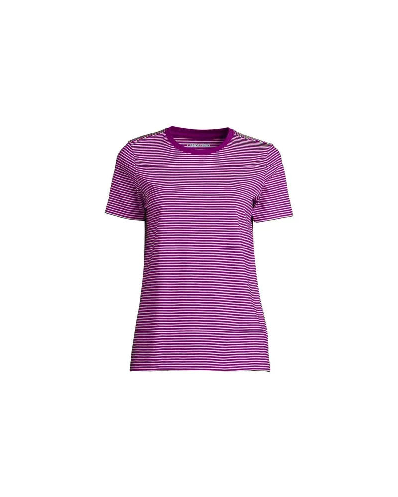 Lands' End Supima Kurzarm-Shirt mit rundem Ausschnitt, Damen, Größe regular, Pink, Baumwolle, by Pink