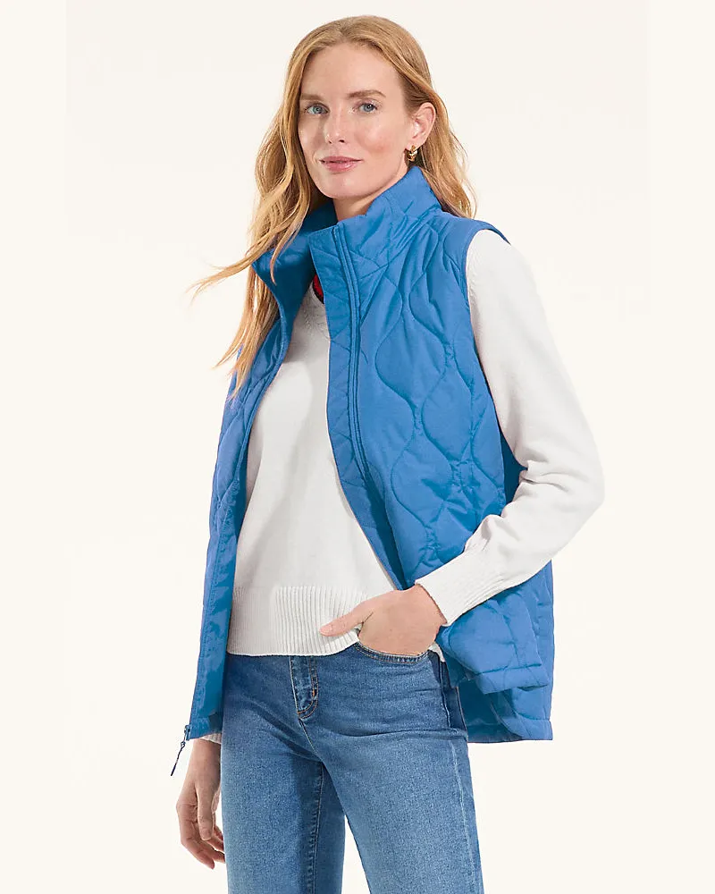 Lands' End Isolierte FeatherFree™ Steppweste, Damen, Größe regular, Blau, Polyester, by Blau