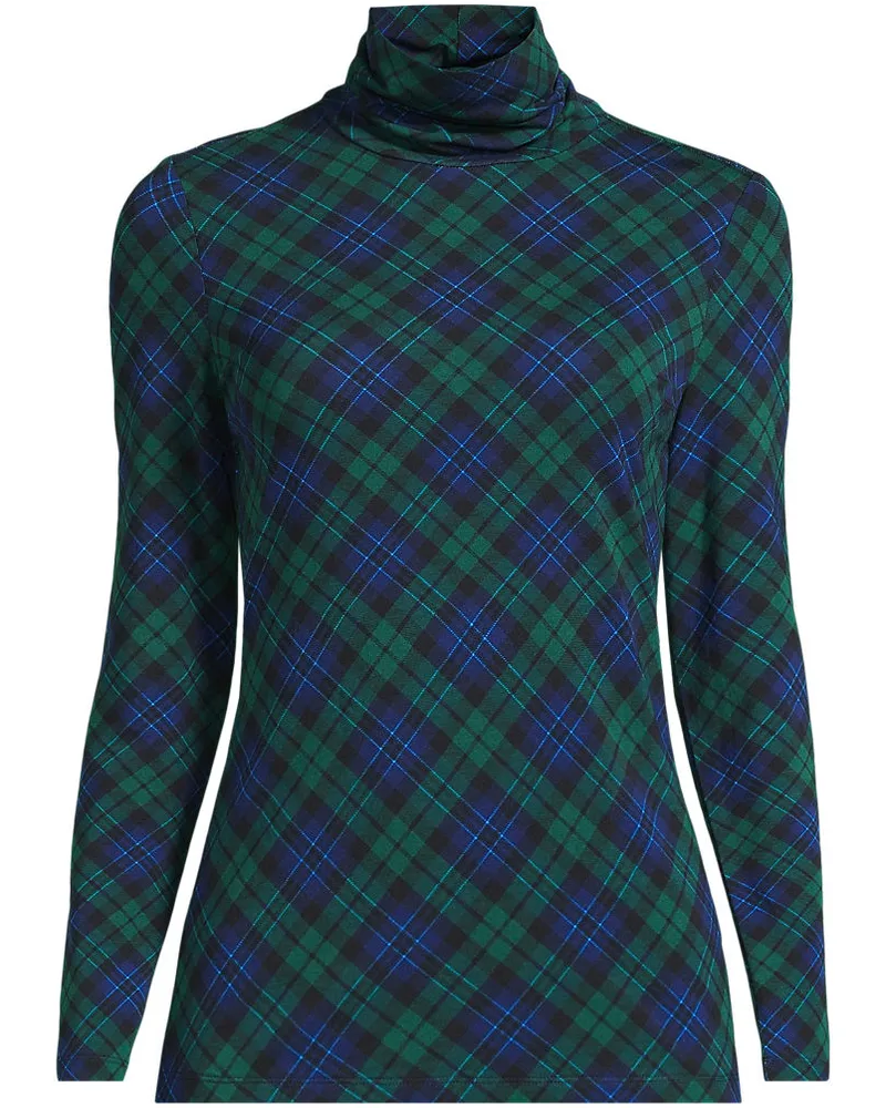 Lands' End Rollkragenshirt aus Baumwoll/Modalmix, Damen, Größe petite, Blau, Baumwolle/Elasthan/Baumwolle Modal, by Blau
