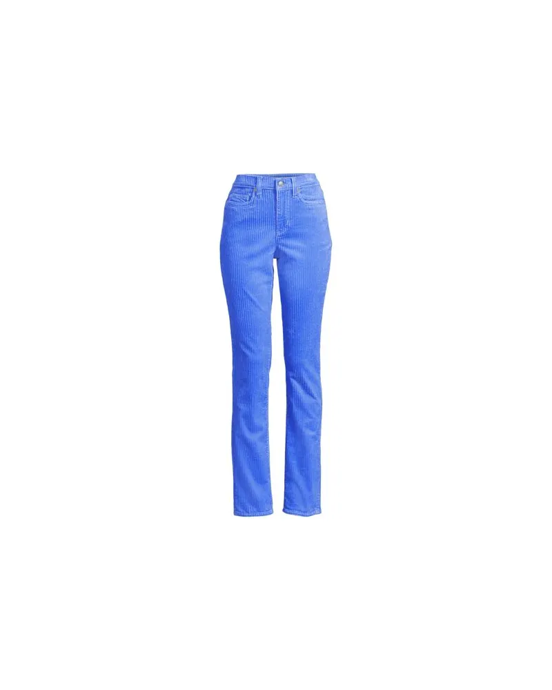 Lands' End High Waist Breitcordhose Straight Fit, Damen, Größe plus, Blau, by Blau