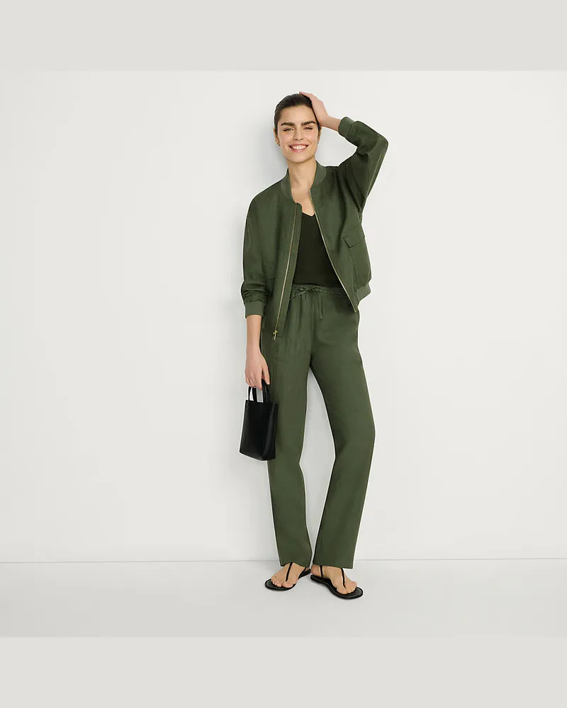 Lands' End Relaxte Premium Reinleinen-Schlupfhose, Damen, GrÃ¶ÃŸe regular, GrÃ¼n, Leinen, by Grã¼n