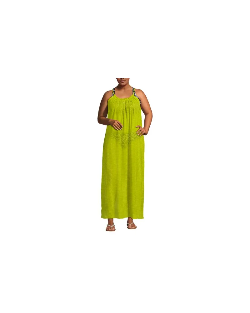 Lands' End Durchscheinendes Ripp-Maxi-Strandkleid, Damen, Größe plus, Grün, Viskose-Mischung/Polyester-Mischung, by Grün
